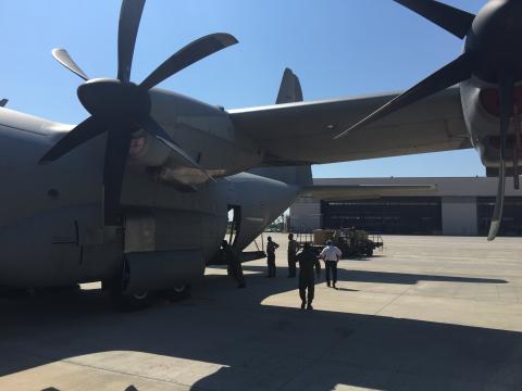 The Guardian being loaded into an Italian C-130